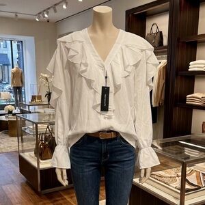 Elegant White Ruffled Blouse